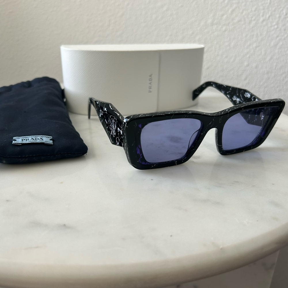 Prada Black Sunglasses with Blue Lenses